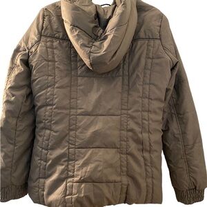 Guess puffer coat, with hood, size Large.  Zipper and snap closure.